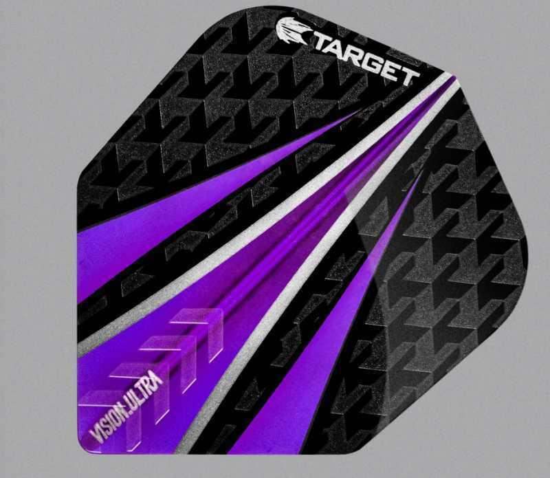 Target Vision Ultra Dartflügel in Schwarz-Violett mit geometrischem Muster – ideal für Präzision und Stil