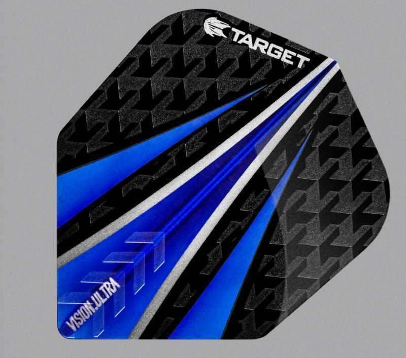 Target Vision Ultra Dartflügel, blau-schwarz mit geometrischem Muster, ideal für Dartsportler