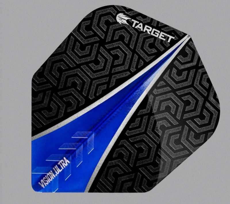 Target Vision Ultra Dartflügel mit geometrischem Muster und blauer Akzentlinie