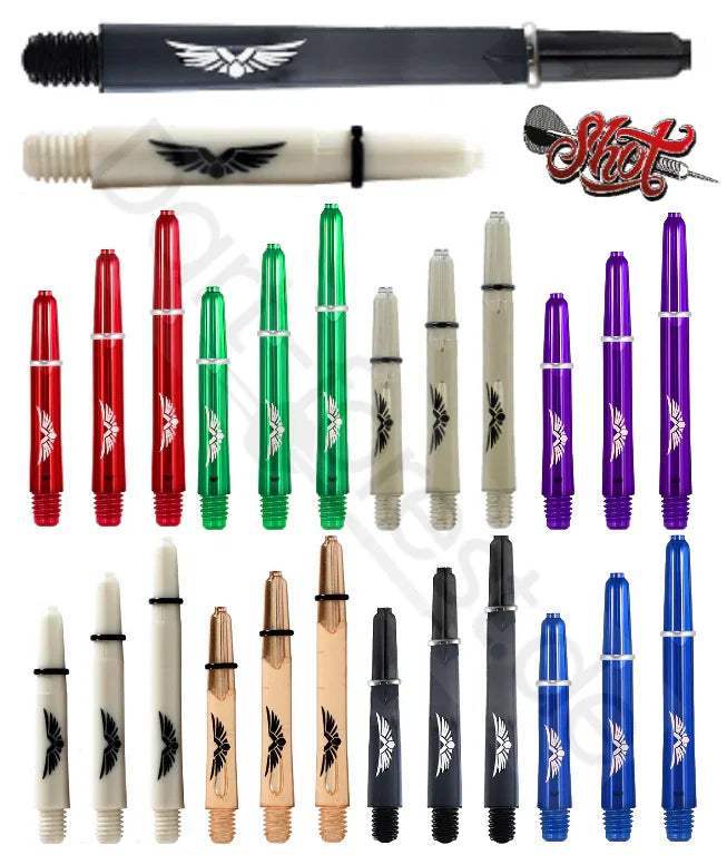 Dart Forest: Bunte Dart-Shafts mit Flügel-Design in Rot, Grün, Lila, Blau & Gold – ideal für Dartsportler