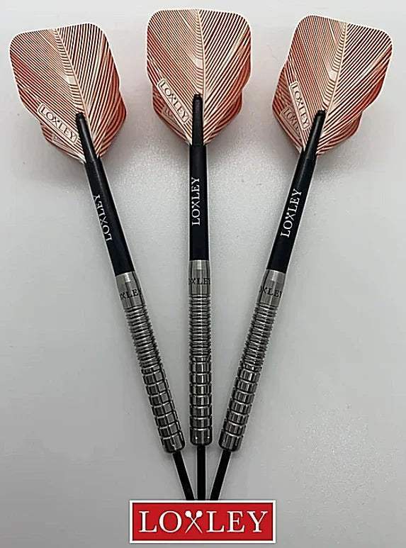 Loxley Dartpfeile mit roten Flügeln und gravierten Schaften – hochwertiges Dartszubehör
