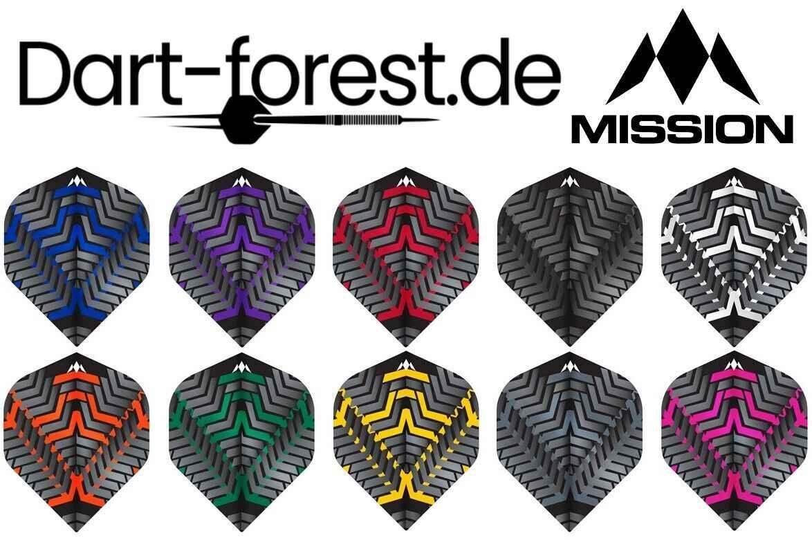 Mission Dartflights in 10 Farben – ideal für Dartsportler, präzise Flugform, Dart Forest
