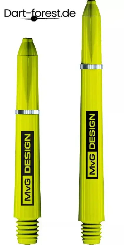 MVG Design Dartpfeile in leuchtendem Gelb mit Silberring – hochwertiges Dartszubehör für Profis
