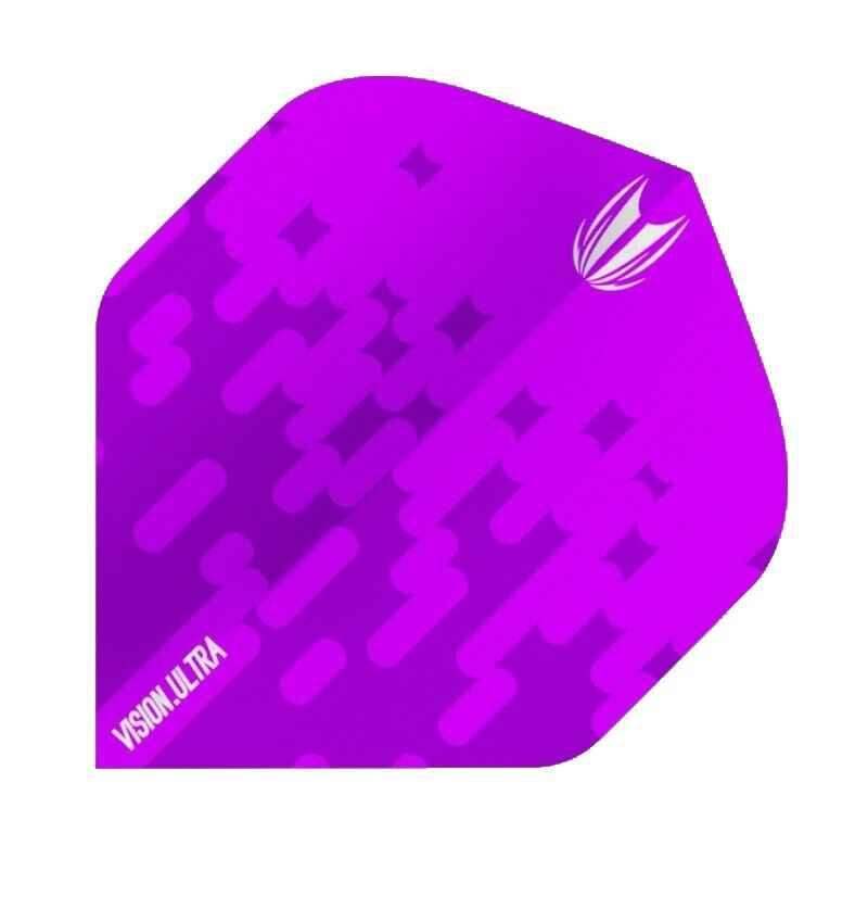 L-Style Vision Ultra Dartflügel in leuchtendem Lila mit geometrischem Muster und Logo