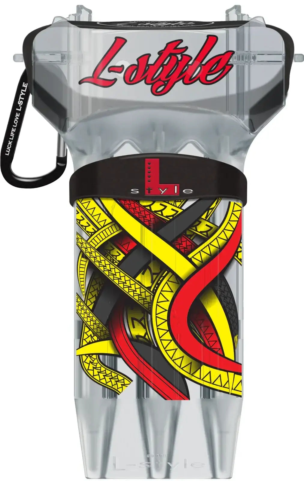 L-Style Dart Etui mit buntem Muster, transparent, mit Karabinerhaken für Darts und Zubehör