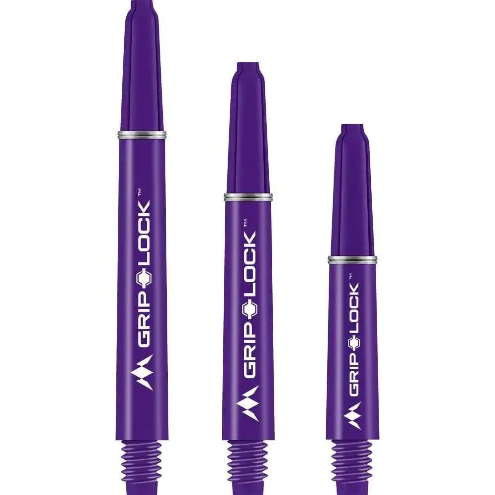 Lila Grip-Lock Dartshafts mit Silberringen – ideal für sicheren Griff und Präzision beim Dartspiel