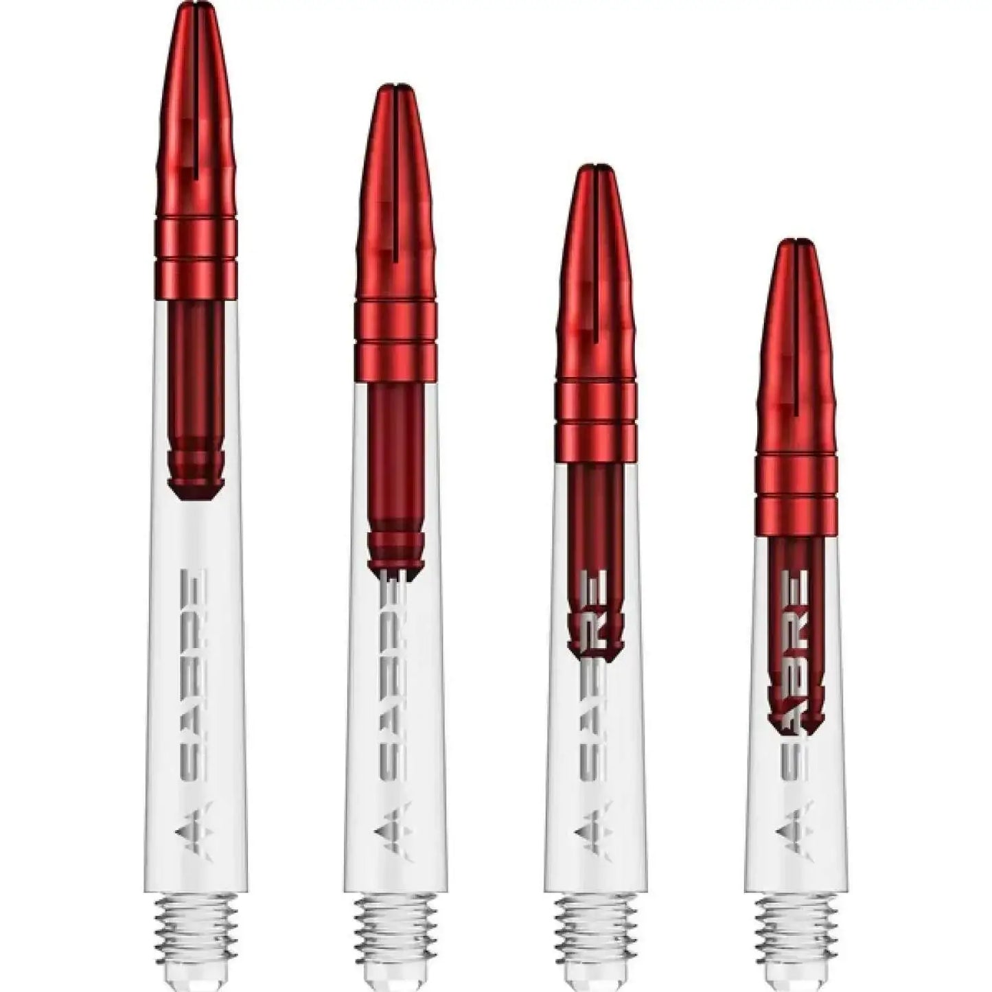 Rote Sabre Dartpfeile mit transparenten Schaften – ideal für Dart-Spieler