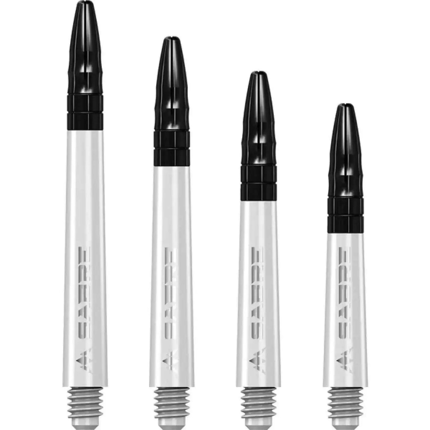 SABRE Dartpfeile mit schwarzem Griff und silberner Spitze, ideal für Dartspieler