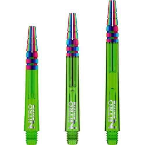 Grüne Nitro Darts mit farbigen Ringen – ideal für Dart-Spieler