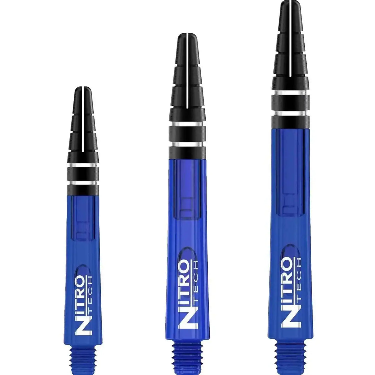 Blau-schwarze Nitro Tech Dartshafts für präzises Dartspiel