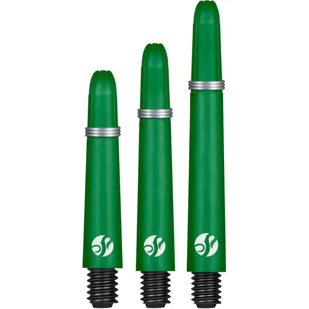 Grüne Dart-Spitzen mit Silberringen und Logo – ideal für Dartsportler