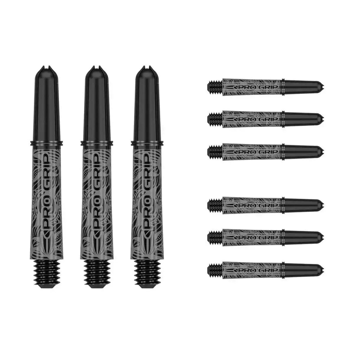 Pro Grip Dartshafts mit Muster, schwarz-grau, für Darts, 6 Stück