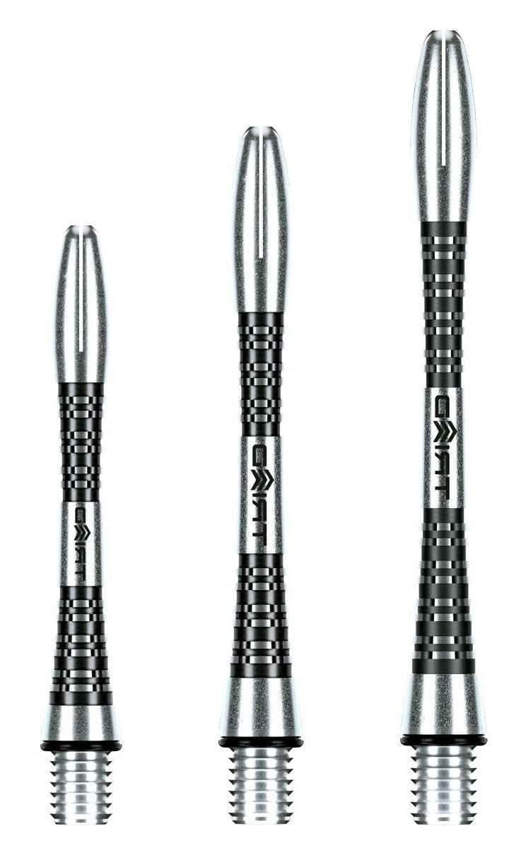 Dartpfeile mit schwarz-silberner Optik und Grip-Struktur, ideal für Präzision und Kontrolle im Dartspiel