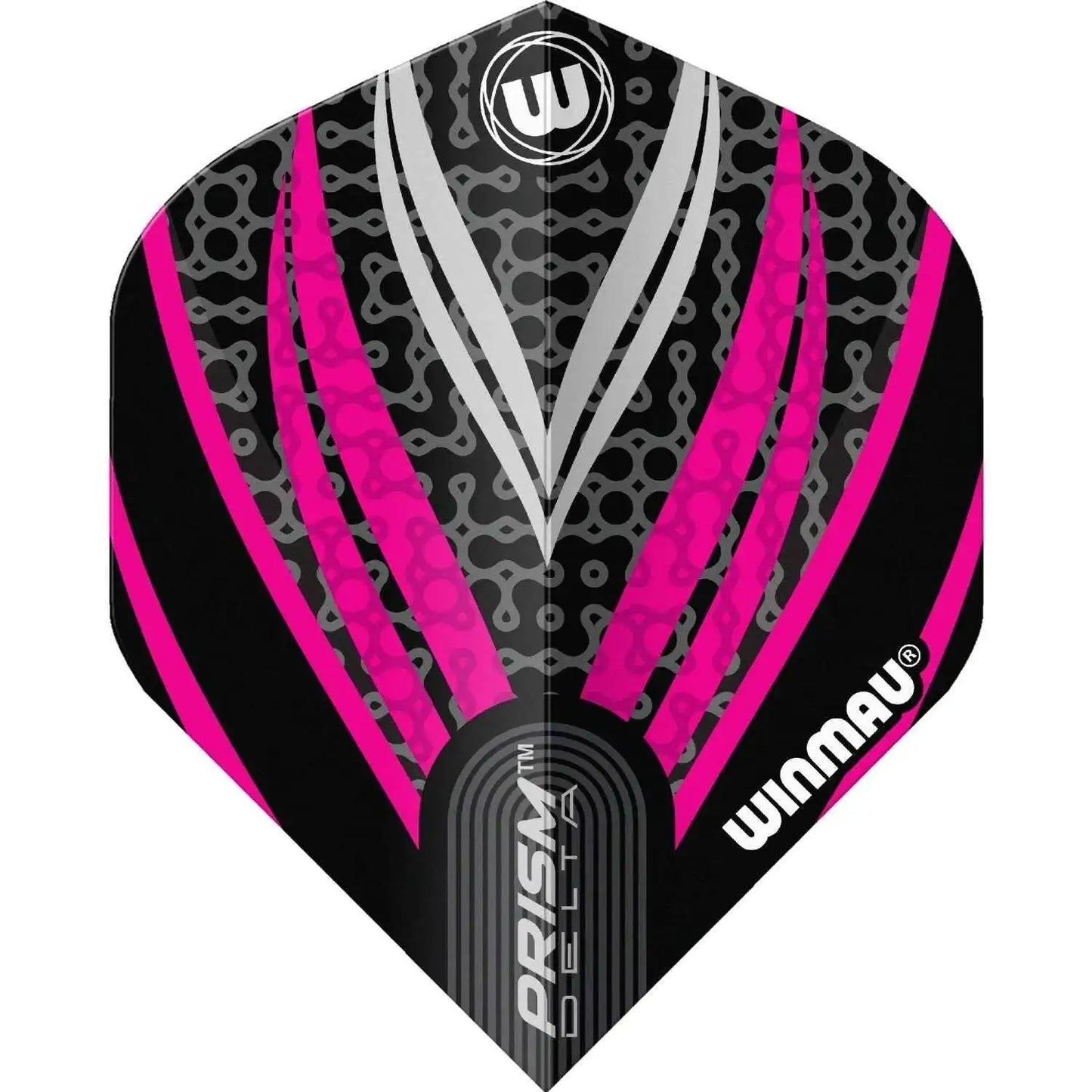 Winmau Prism Delta Dartflügel in Pink, Schwarz und Grau mit Kettenmuster