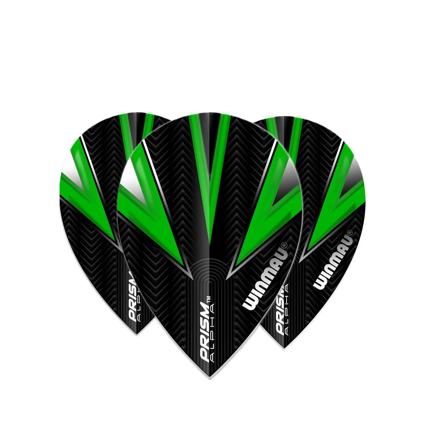 Winmau Prism Alpha Dartflights in Schwarz-Grün mit Zickzack-Muster – ideal für Dartsportler
