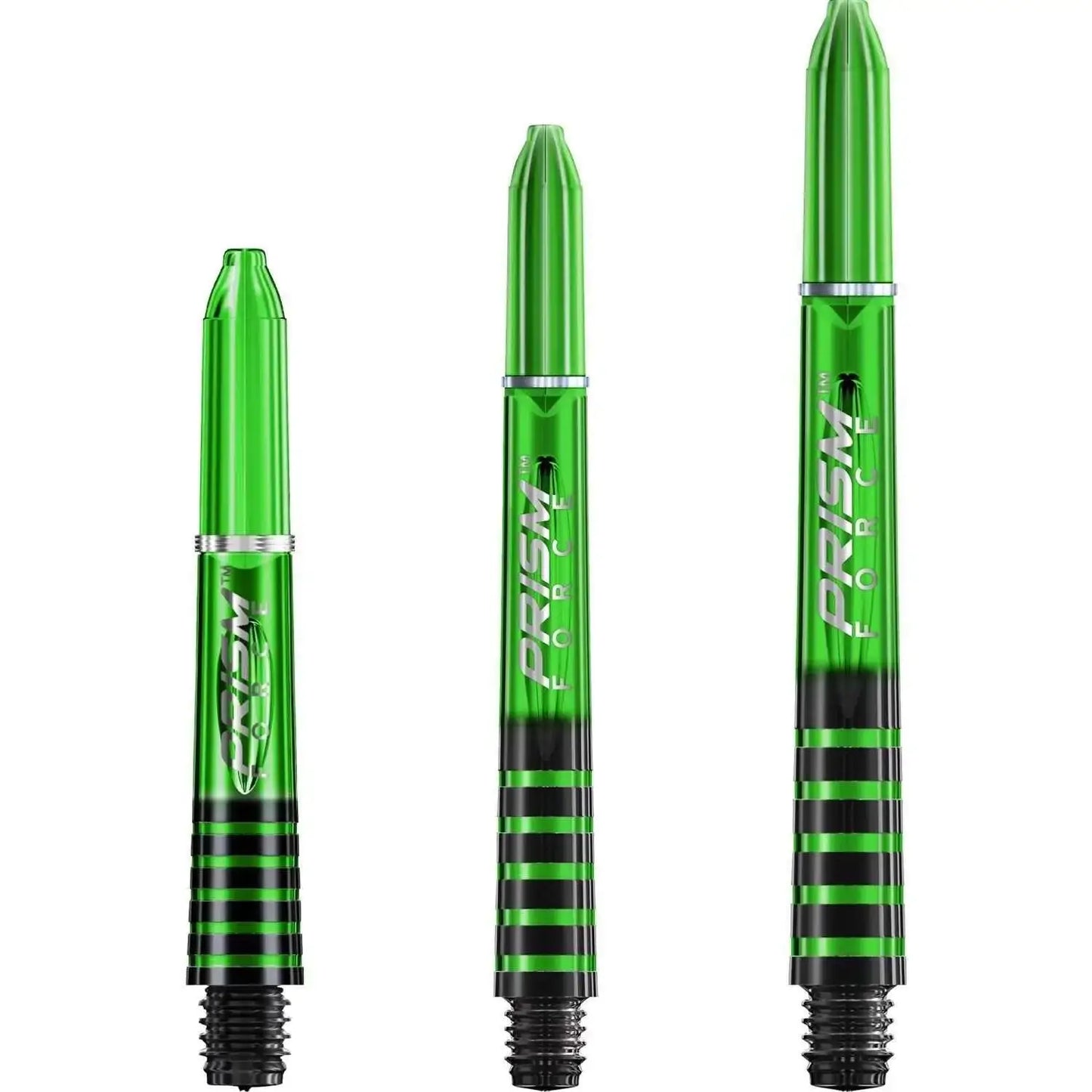 Grüne Prism Force Dartpfeile mit schwarzem Griff, ideal für Dartsportler
