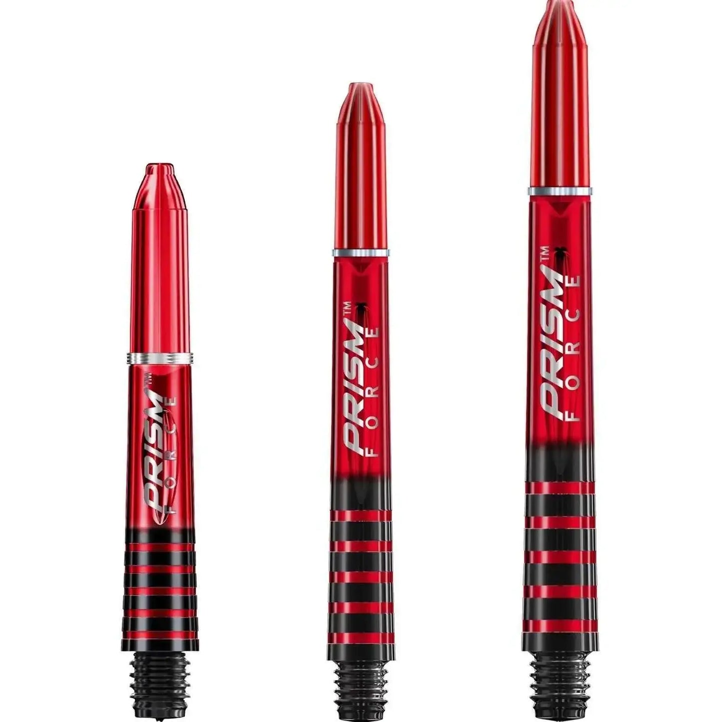 Rote Prism Force Darts mit schwarz-rotem Design und silbernen Akzenten