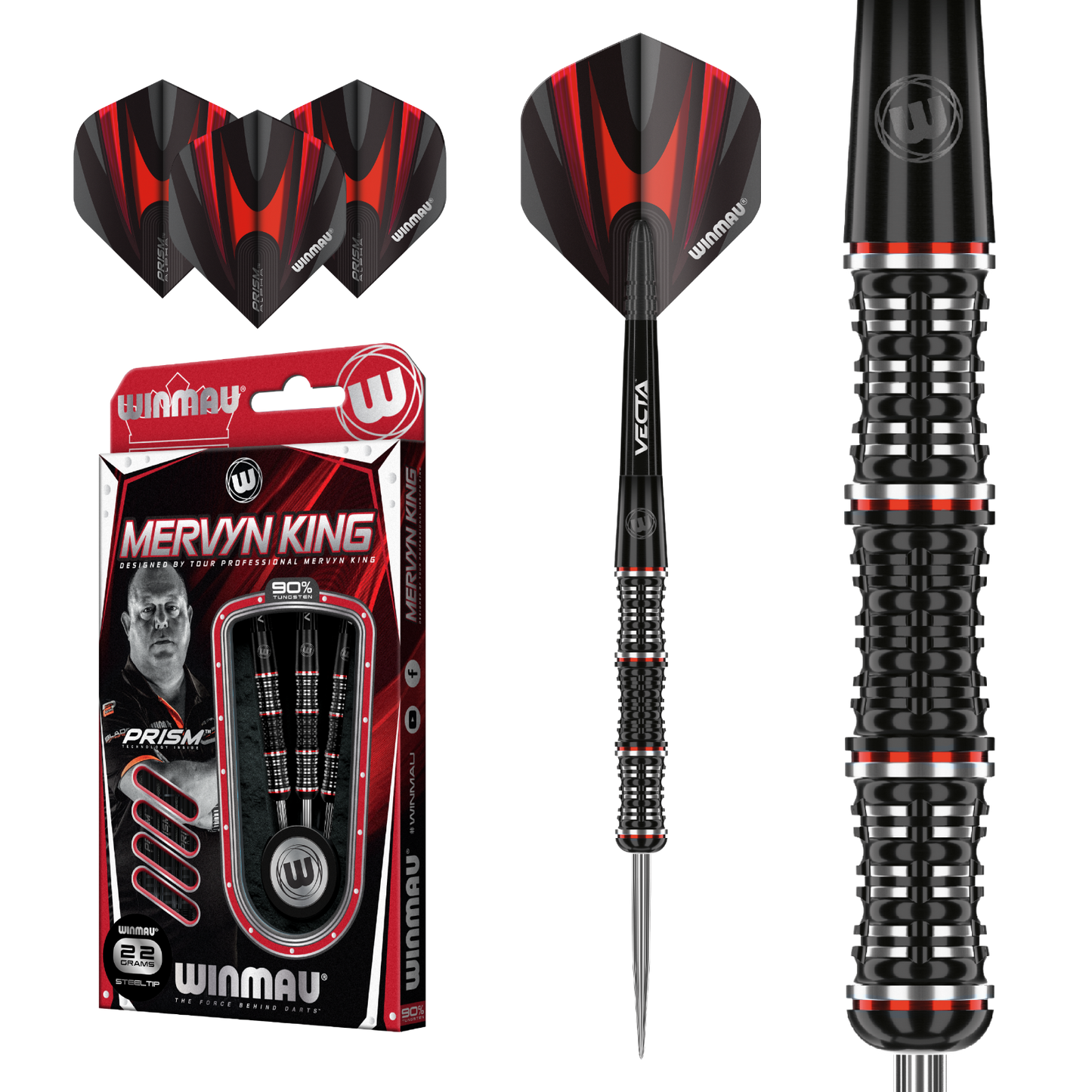Winmau - Mervyn King 22g Steeldarts 90% Tungsten Darts Dartpfeile Dart Steel