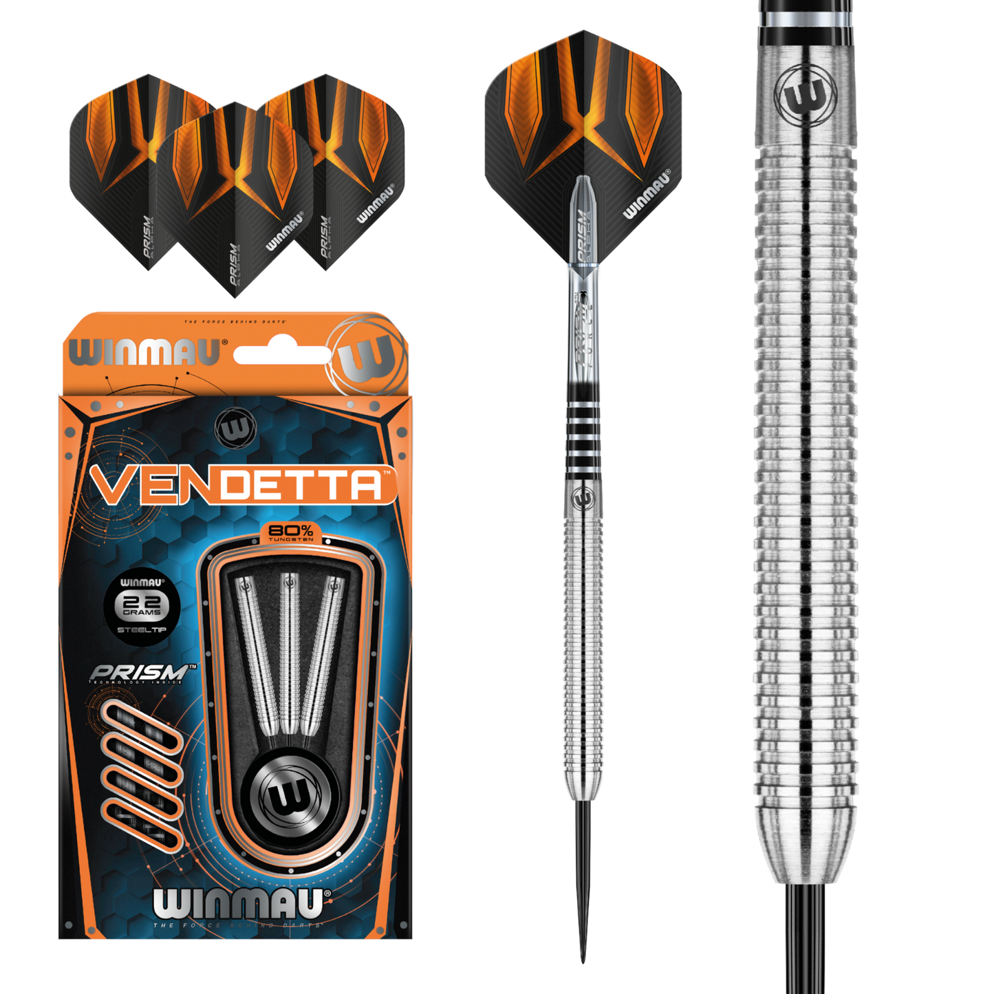 Winmau - Vendetta 22g Steeldarts 80% Tungsten Dart Steel Steeldart Darts 1025