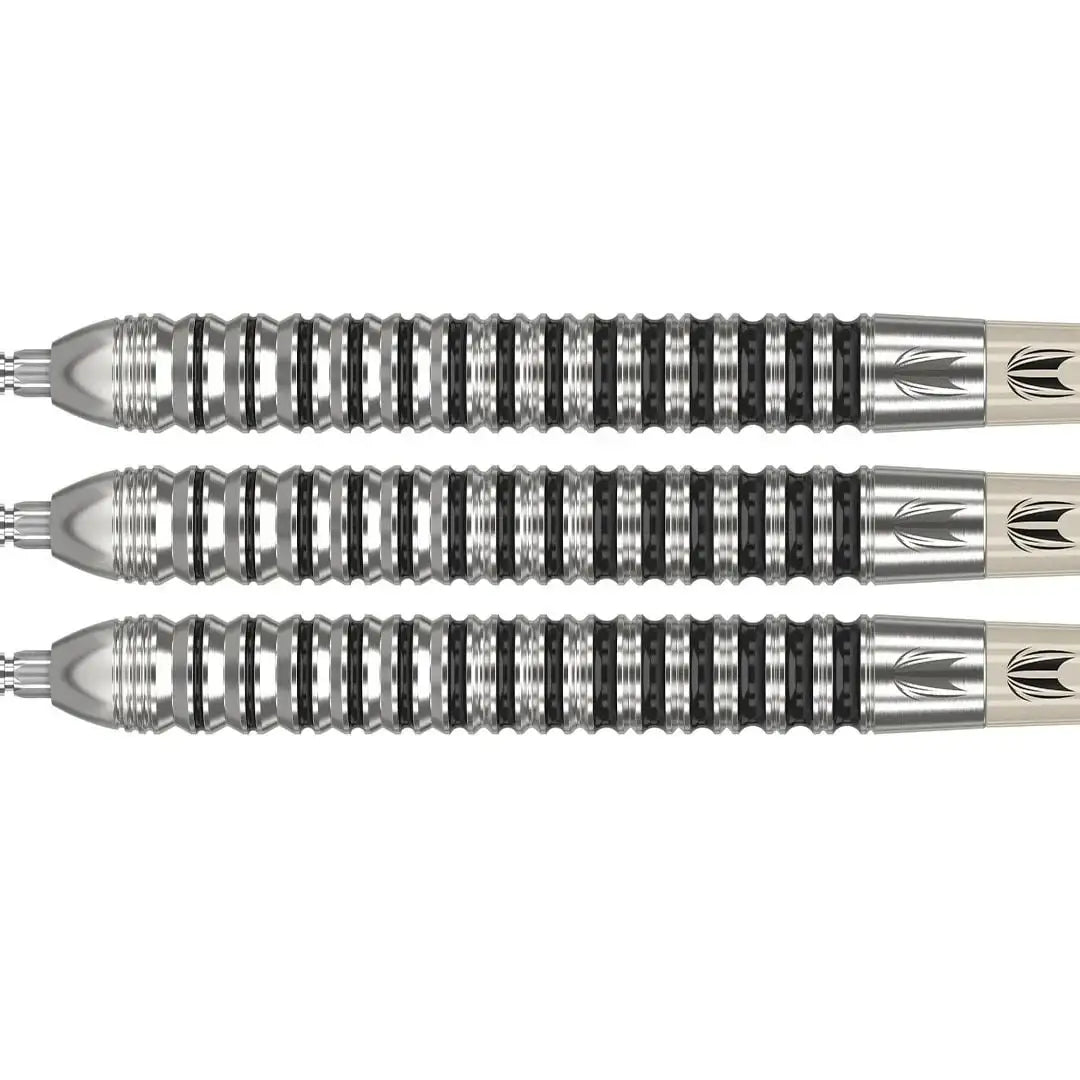 Dartpfeile mit schwarz-silberner Grifffläche und Prägung, ideal für Präzision und Grip