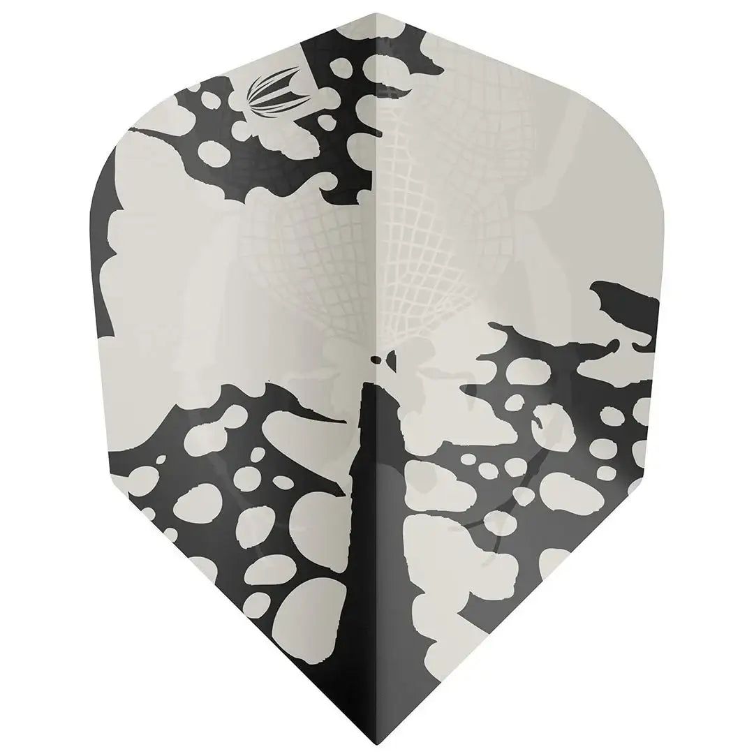 Dartflügel mit schwarz-weißem Camouflage-Muster für präzises Dartspielen