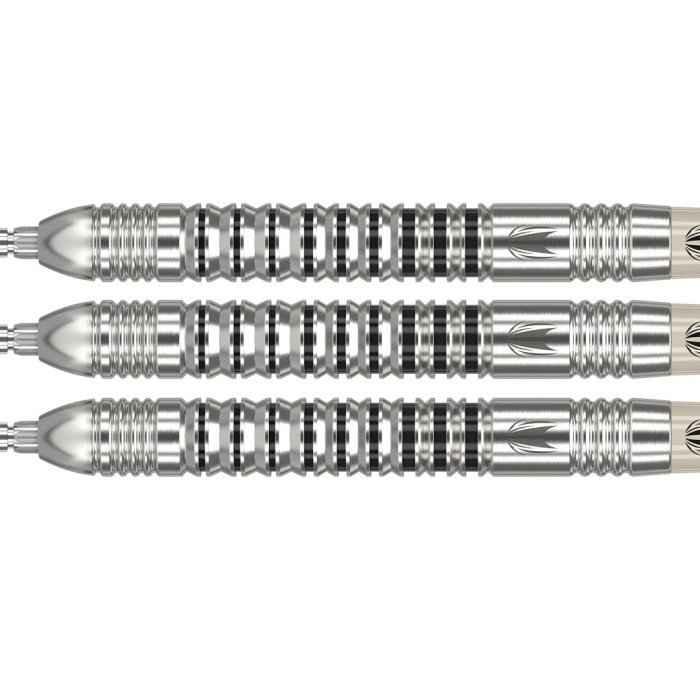 Dartpfeile mit silberner Metallspitze und schwarz-weißem Griffmuster für präzises Dartspielen
