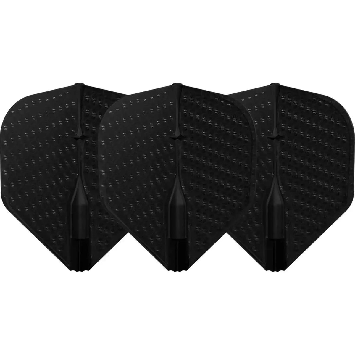 Schwarze Dartflügel mit texturierter Oberfläche für besseren Grip und Präzision