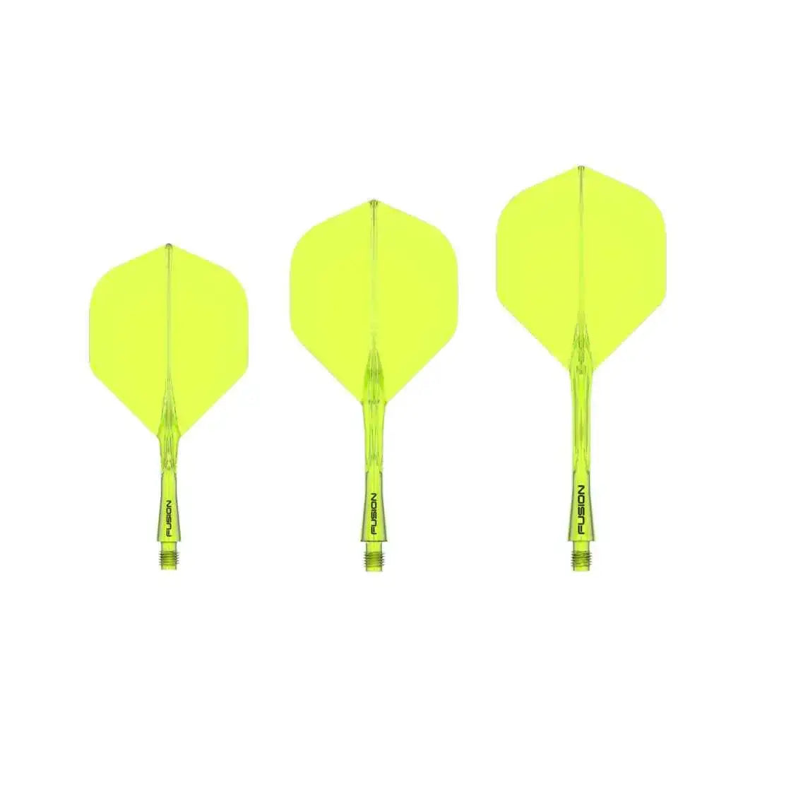 Neon gelbe Dart-Flights Fusion, ideal für Dartsportler, präzise und stabil