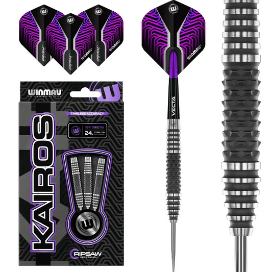 Winmau Kairos Dartpfeile 24g mit Prism Flex Flights und Ripsaw Grip, 90% Wolfram